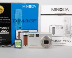 Minolta DiMage F200 4 MP CCD Sensor Digicam W/ 256MB SD + Original Box + Manuals (uses AA Batteries)(Minolta Dimage F200 4 Mp Ccd Sensor Digicam W 256mb Sd Original Box Manuals Uses Aa Batteries)